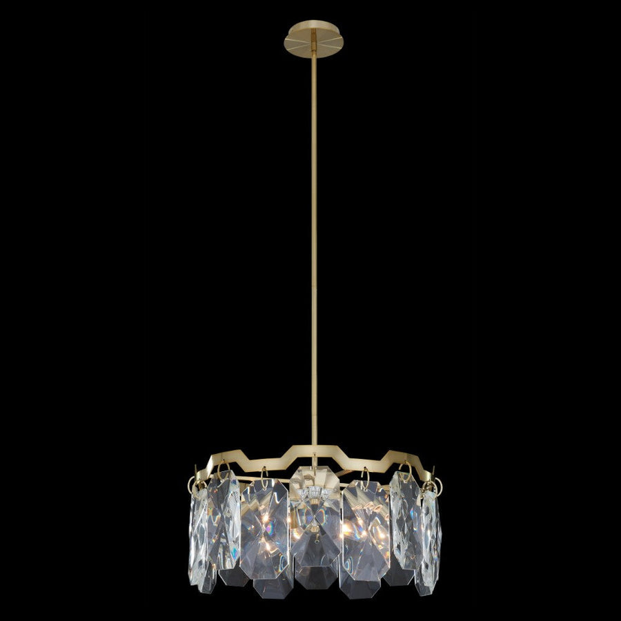 Piatta 22 inch Pendant – Brushed Brass, Emerald Cut Crystals