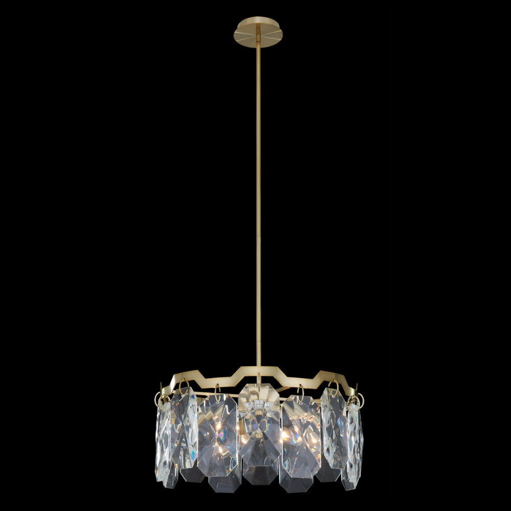 Piatta 22 inch Pendant – Brushed Brass, Emerald Cut Crystals