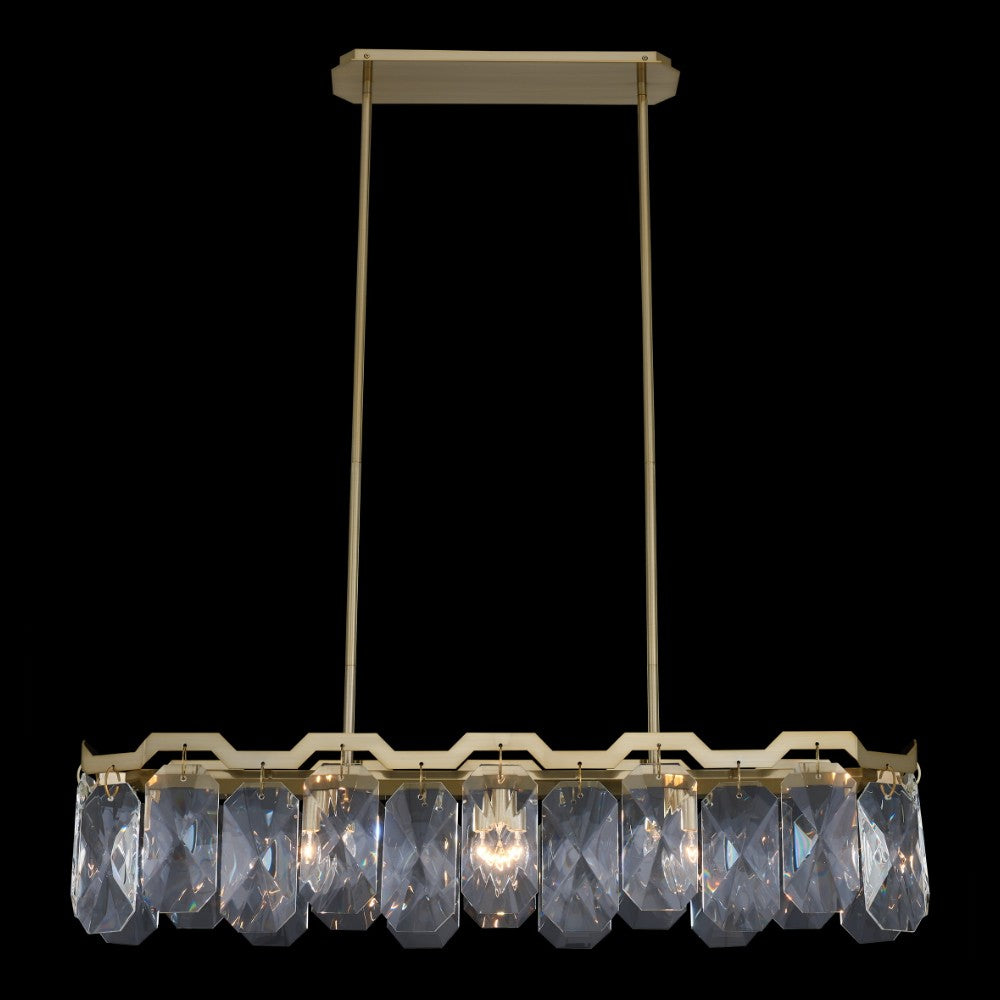 Piatta 47 inch Island – Brushed Brass, Emerald Cut Crystals