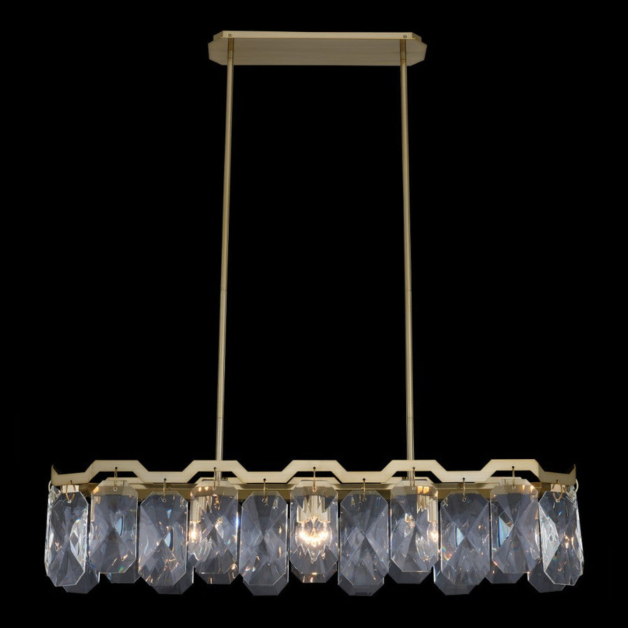 Piatta 47 inch Island – Brushed Brass, Emerald Cut Crystals