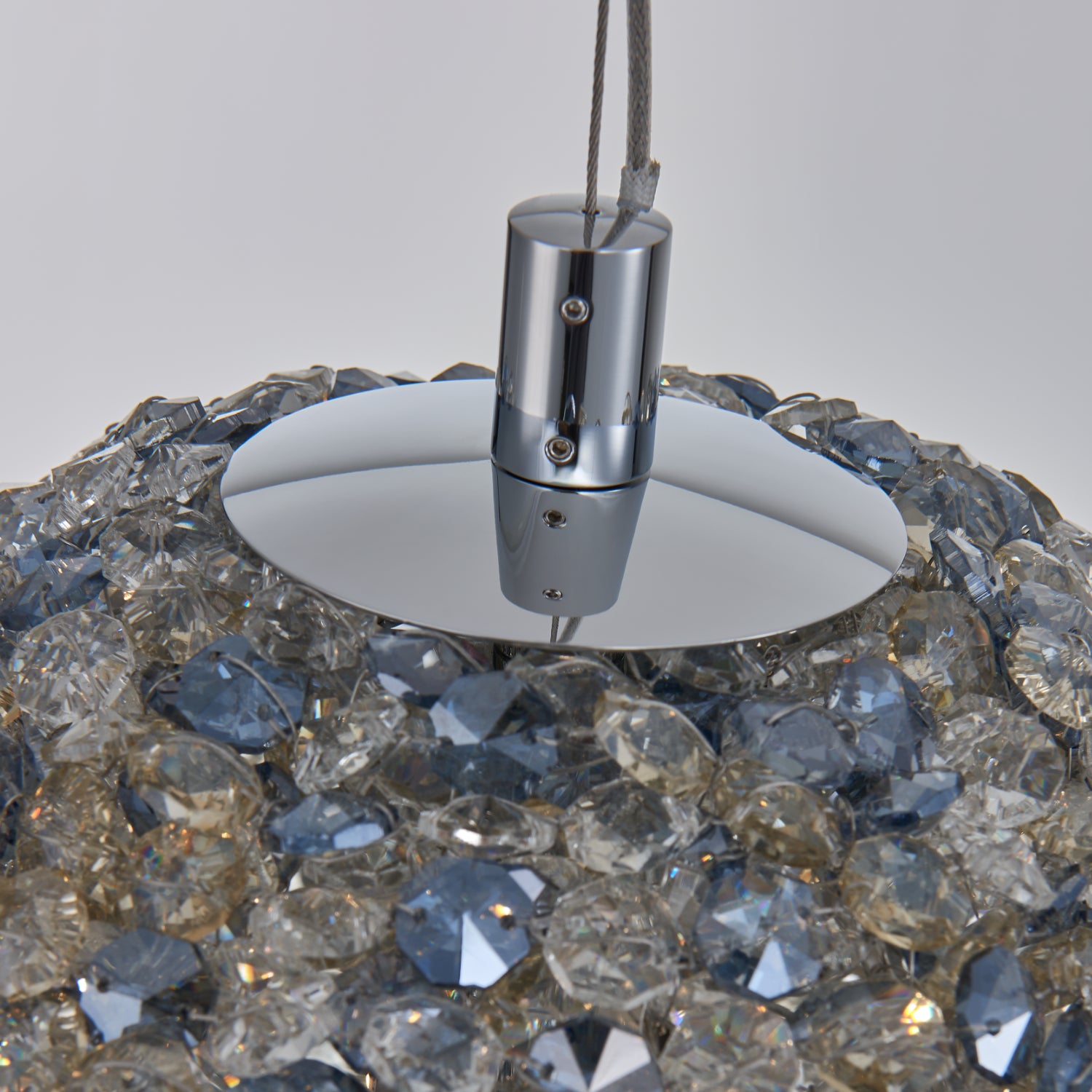 Lina Colorata Luxury Crystal Ball Pendant Light 10 inch – Chrome, Champagne Gold, Aqua Firenze Crystals