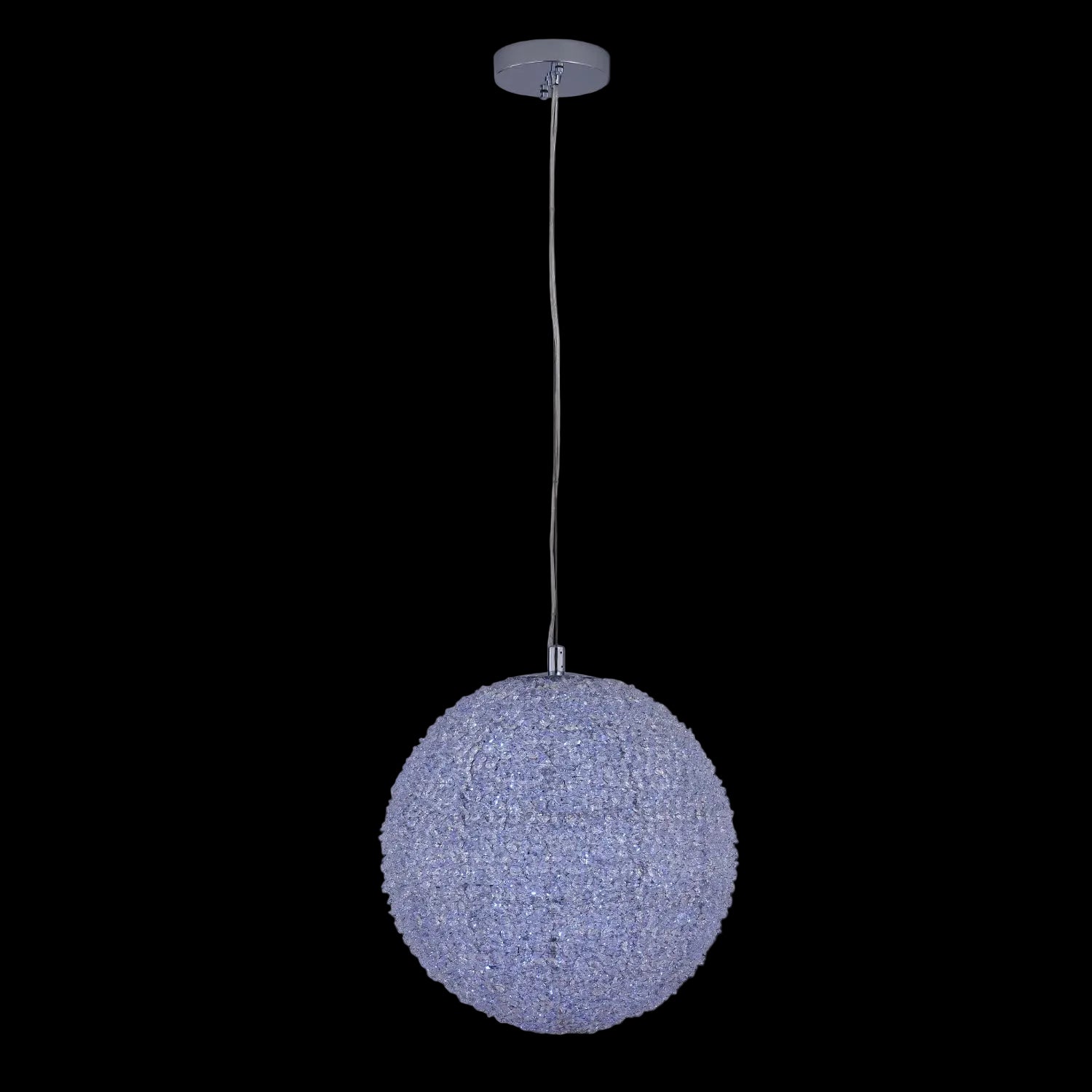 Lina Colorata Luxury Crystal Ball Pendant 14 inch – Polished Chrome