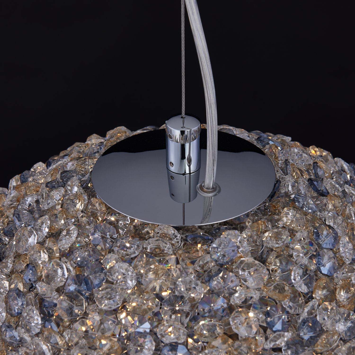 Lina Colorata Luxury Crystal Ball Pendant – Polished Chrome