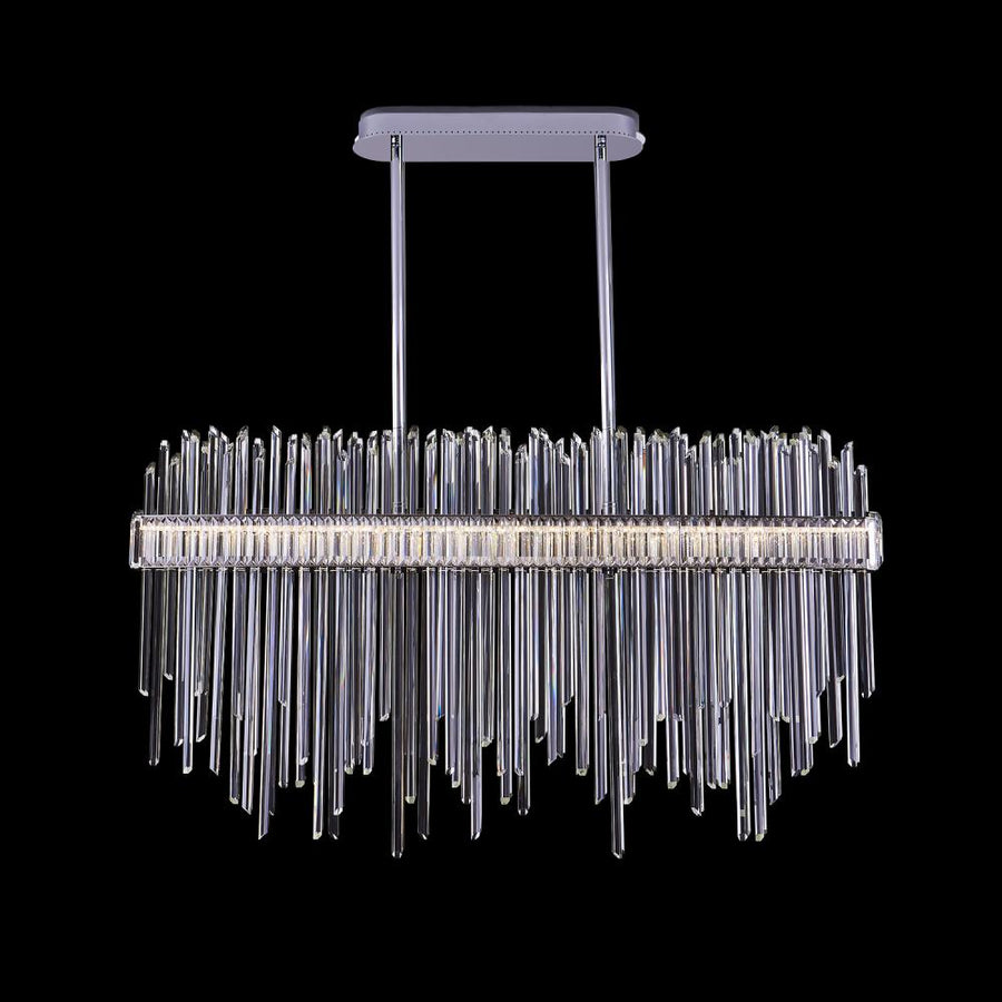 Piovere Luxury Crystal Island Candelier – Polished Chrome