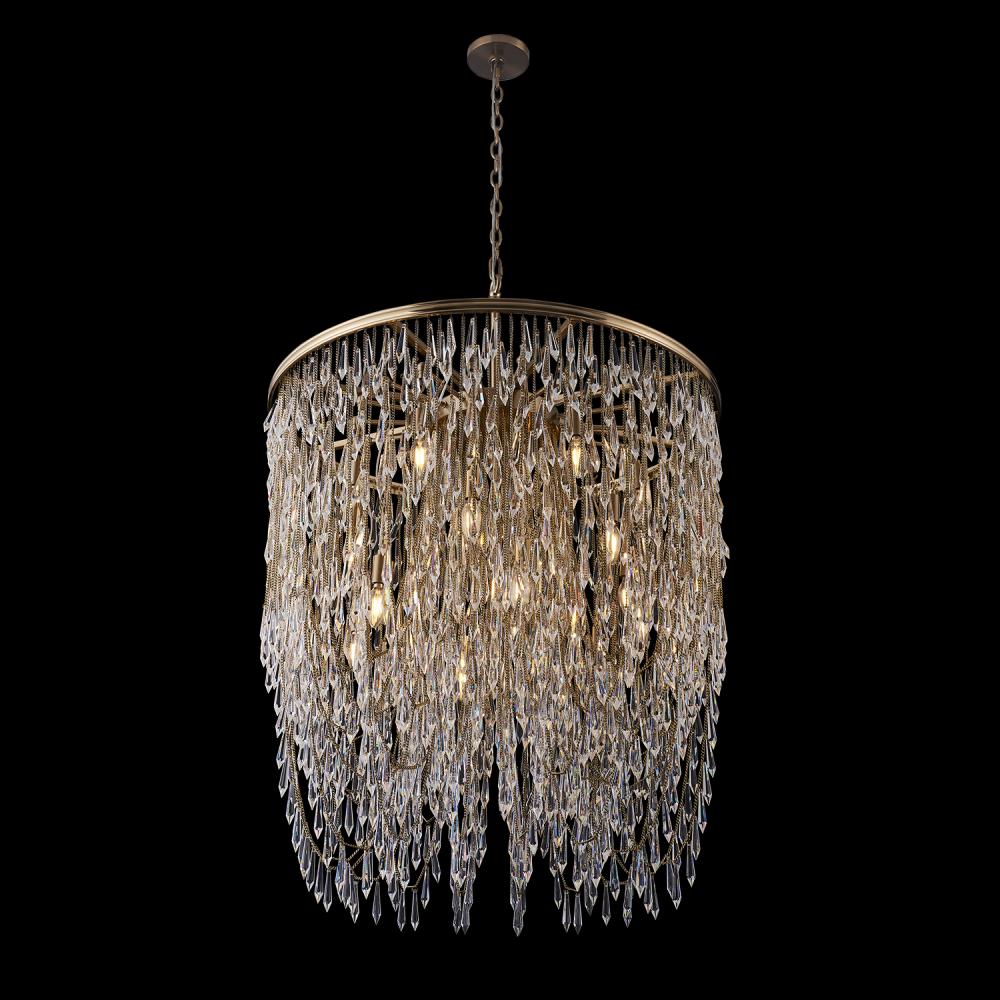 Frangia Luxury Crystal Pendant – Brushed Champagne Gold