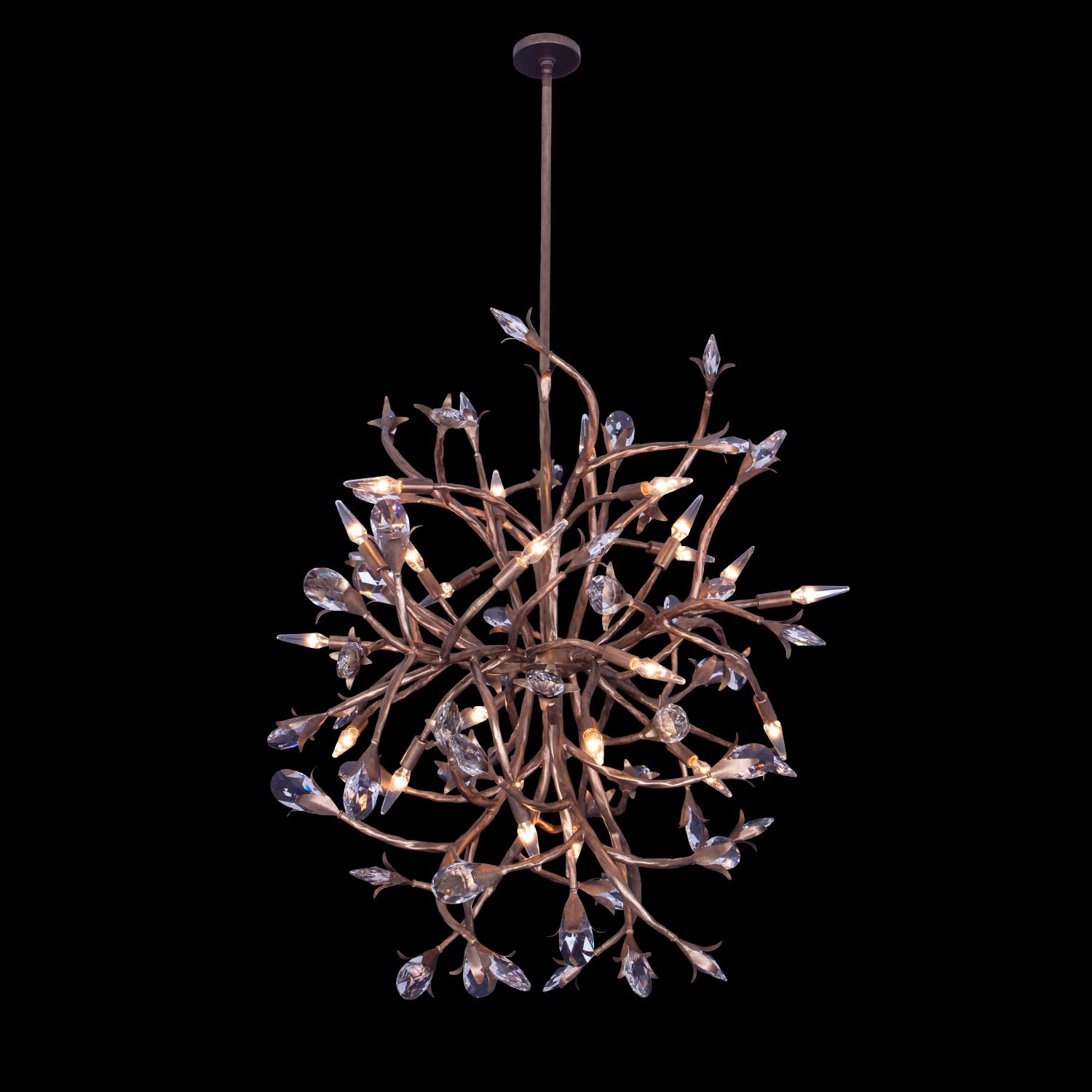 Fiore 34 inch Luxury Crystal Pendant – Pearlized Antique Brass