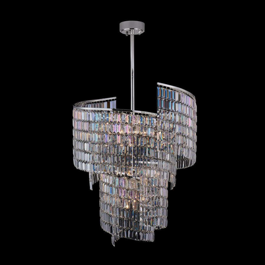 Vortice Luxury Crystal Island Candelier – Polished Silver