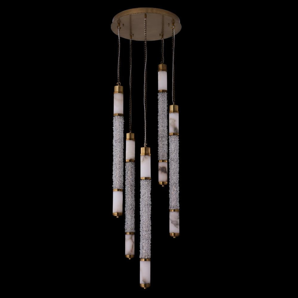 Tubo Luxury Crystal Foyer Light – True Brass