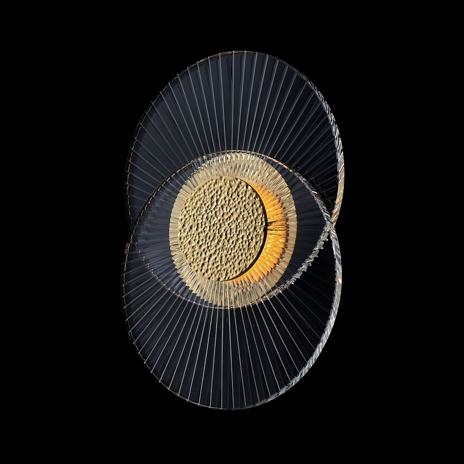 Girare Luxury Sun Crystal Wall Sconce Light 2 Ring – 18K Gold