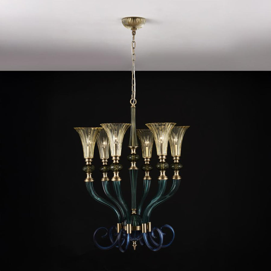 Tinta 6 Light Chandelier – Winter Brass by Allegri Crystal