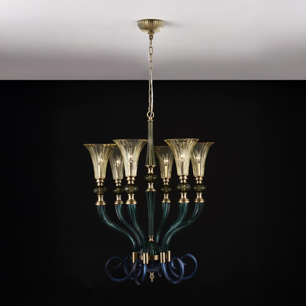Tinta 6 Light Chandelier – Winter Brass by Allegri Crystal