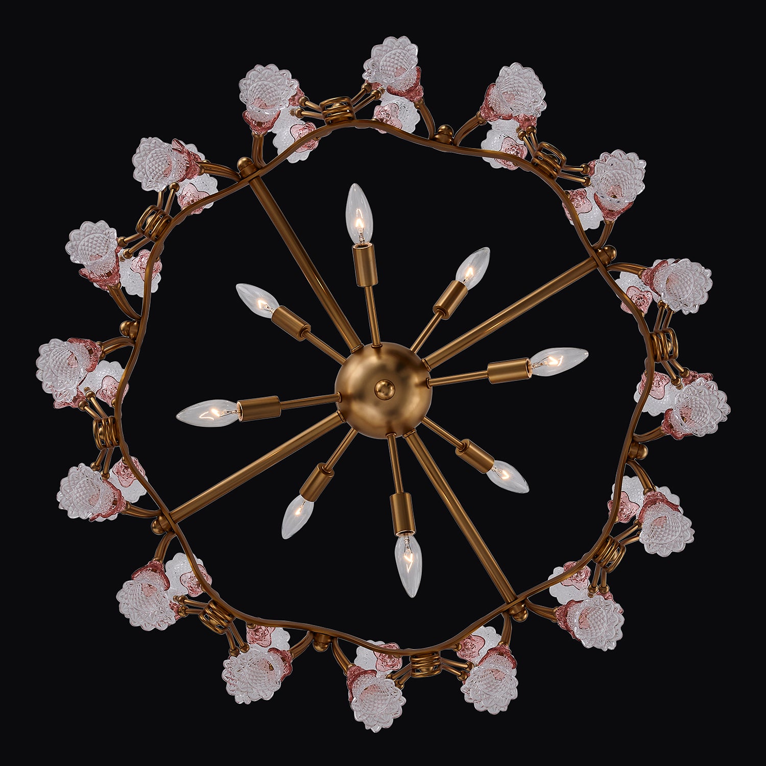 Bella Luxury Crystal 32 inch Candelabra Pendant - Antique Brass