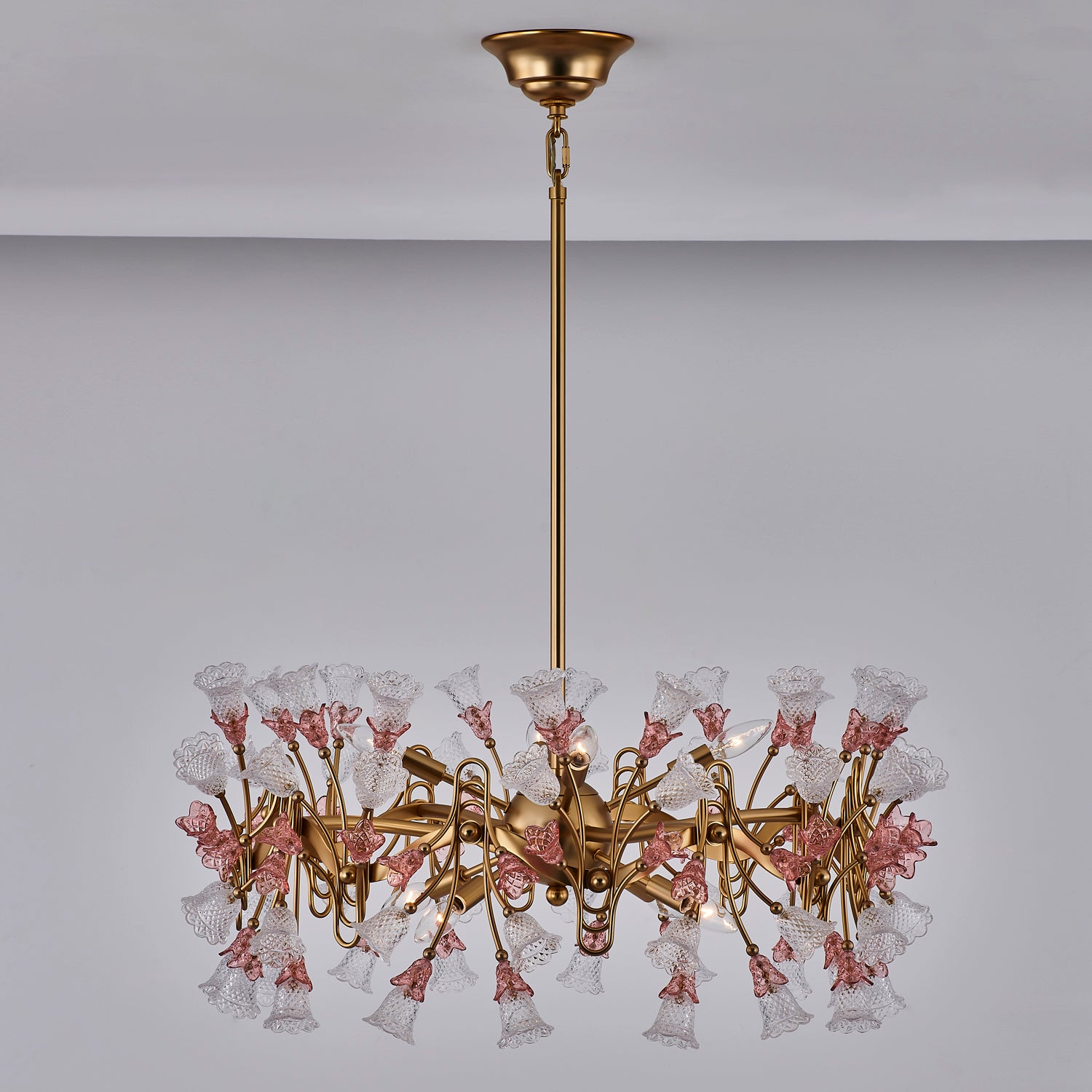 Bella Luxury Crystal 32 inch Candelabra Pendant - Antique Brass