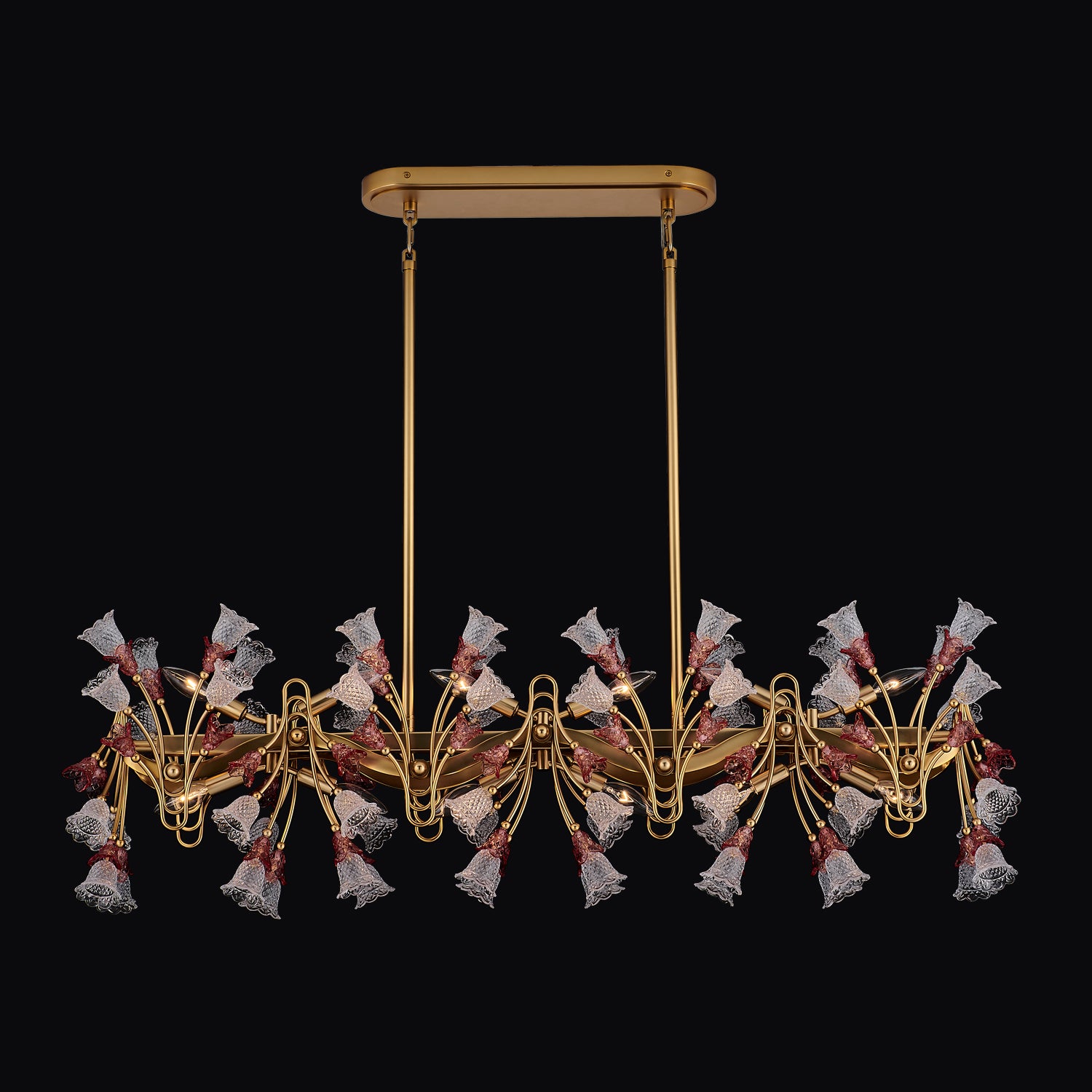 Bella Luxury Crystal Island Candelabra Pendant Light - Antique Brass