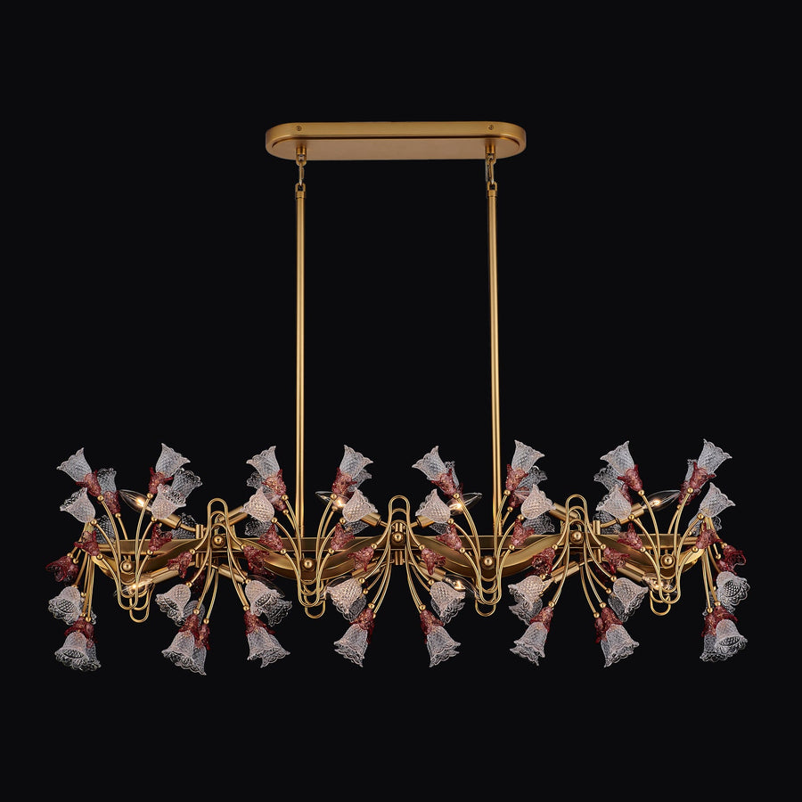 Bella Luxury Crystal Island Candelabra Pendant Light - Antique Brass