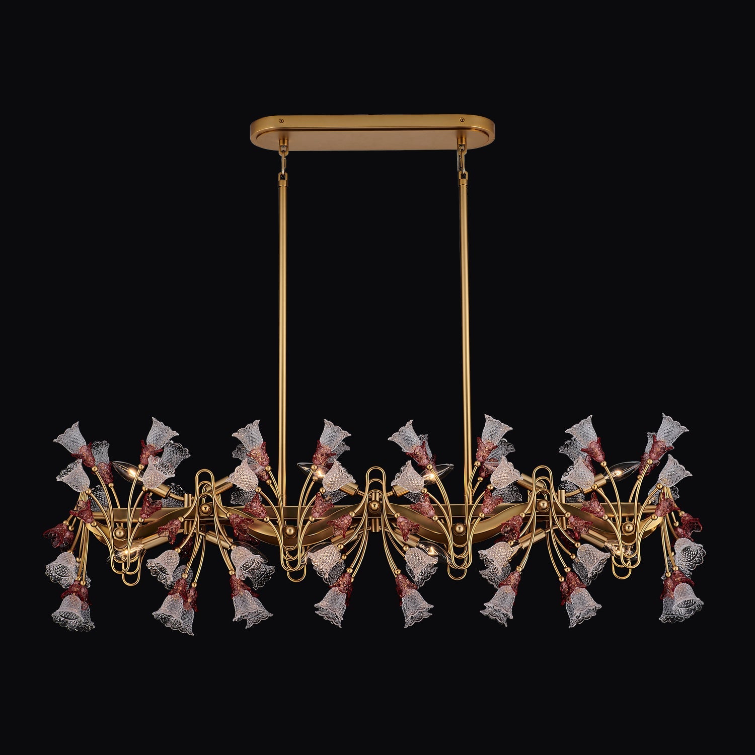 Bella Luxury Crystal Island Candelabra Pendant Light - Antique Brass