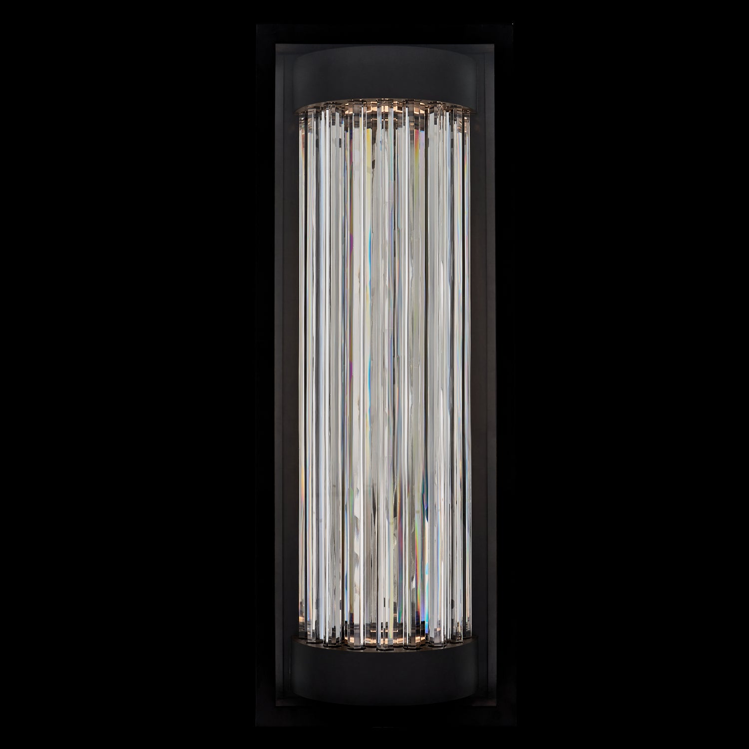 Cilindro  Esterno 28 inch Outdoor Wall Sconce – Matte Black,  Firenze Crystal