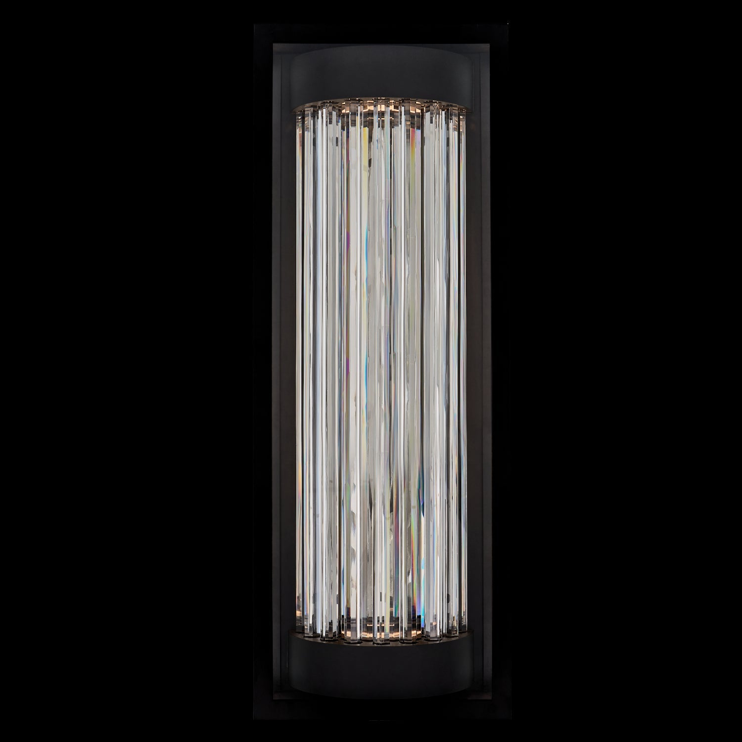 Cilindro  Esterno 28 inch Outdoor Wall Sconce – Matte Black,  Firenze Crystal