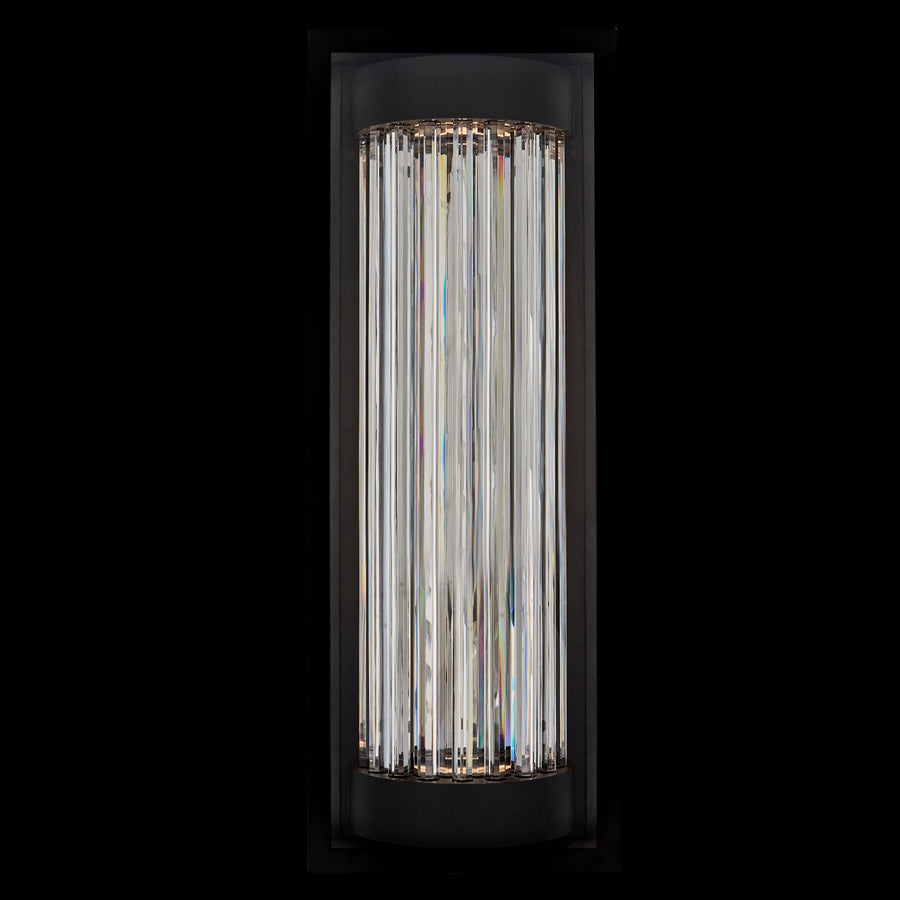 Cilindro  Esterno 28 inch Outdoor Wall Sconce – Matte Black,  Firenze Crystal