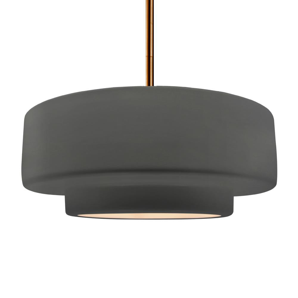 Justice Design Group RADIANCE CER-6545-GRY-BRSS-RIGID-LED1-700 Pendant - Gloss Grey