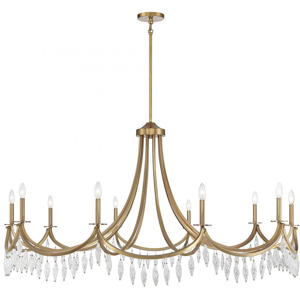 Kameron 10-Light Chandelier in Warm Brass