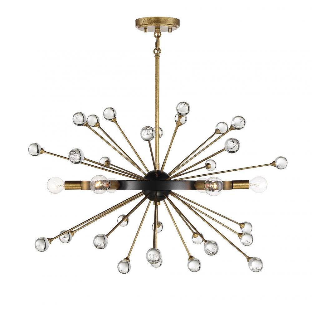 Ariel 6-Light Chandelier in Como Black with Gold Accents
