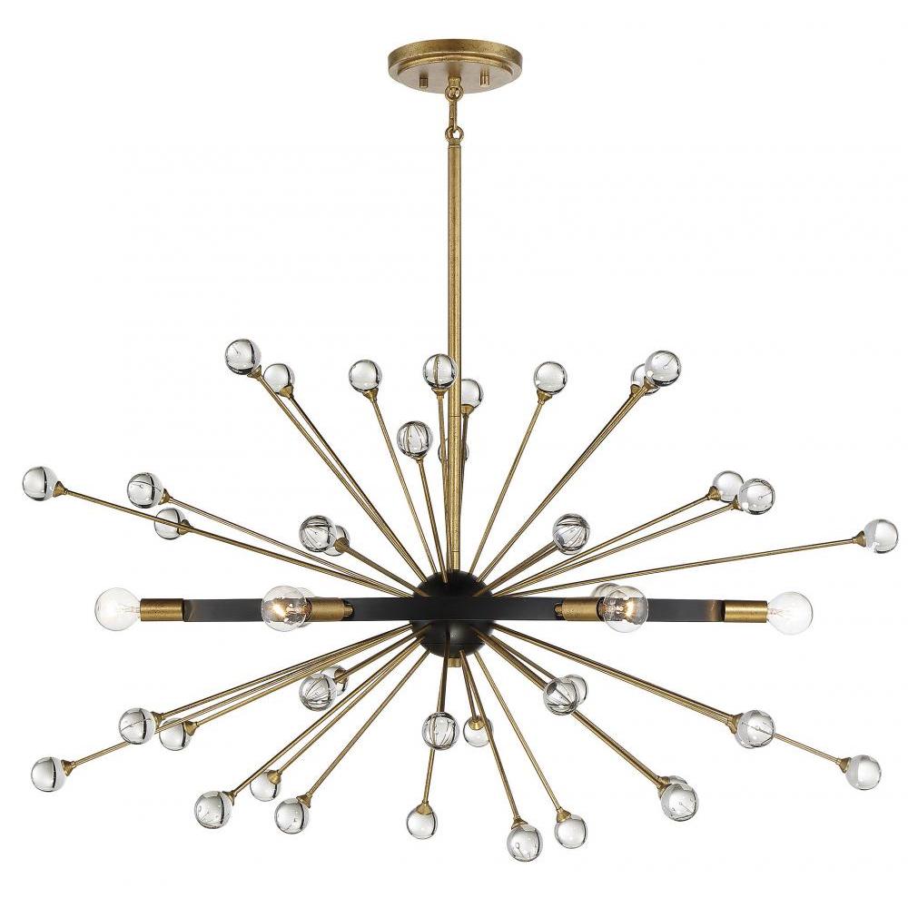 Ariel 6-Light Oval Chandelier in Como Black with Gold Accents