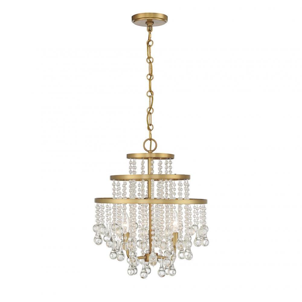 Luna 3-Light Mini Chandelier in Warm Brass