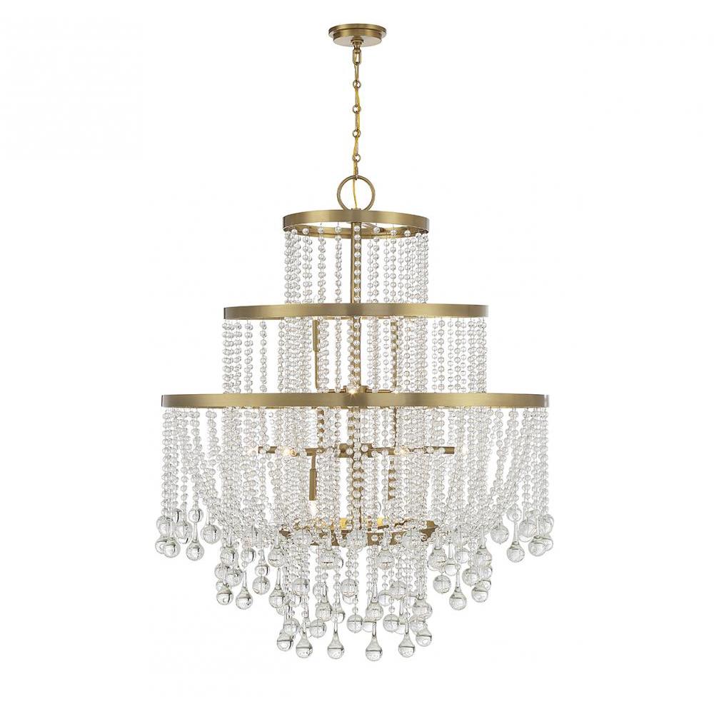 Luna 15-Light Chandelier in Warm Brass
