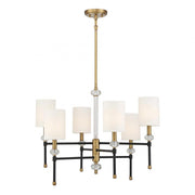 Tivoli 6-Light Chandelier in Matte Black with Warm Brass Accents