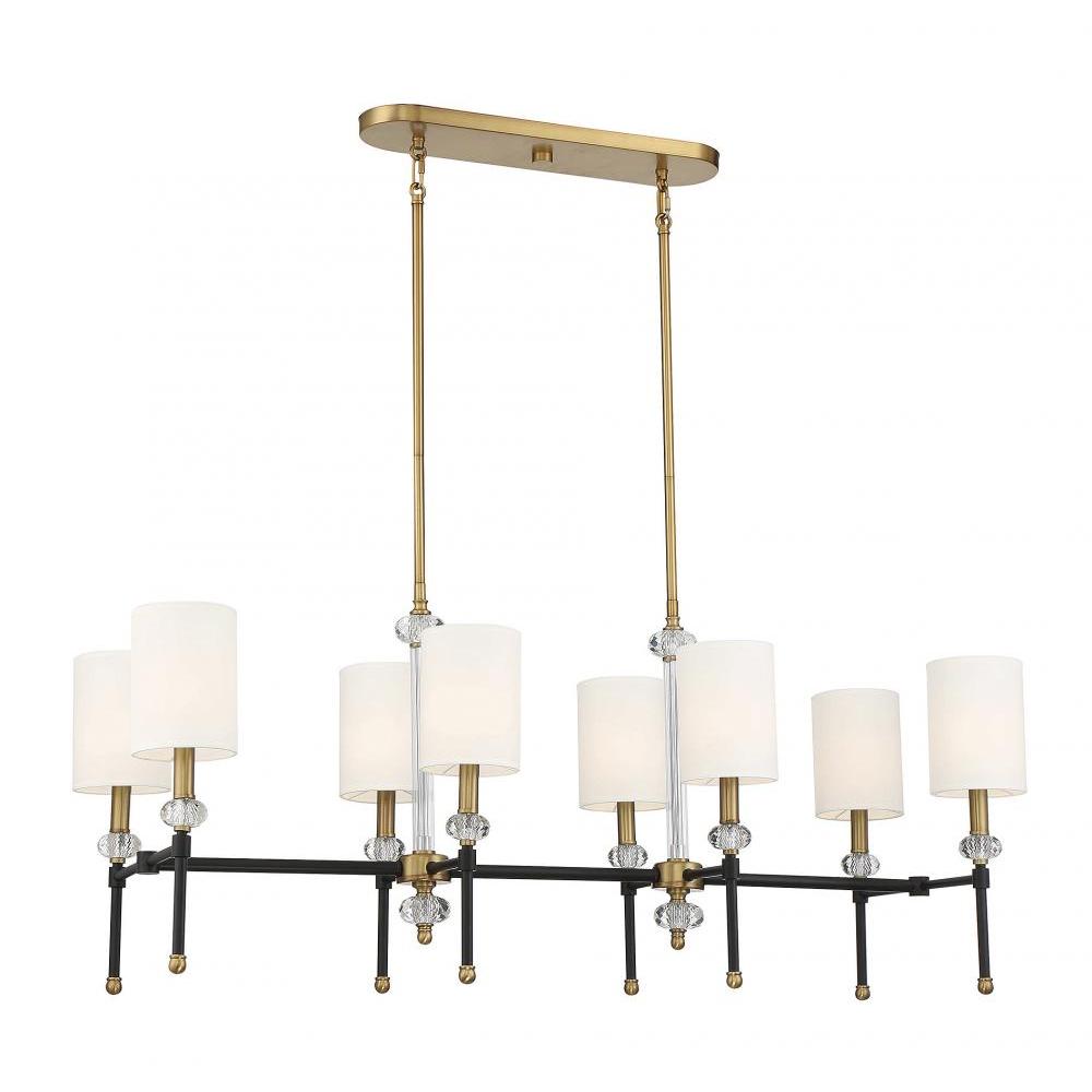 Tivoli 8-Light Linear Chandelier in Matte Black with Warm Brass Accents