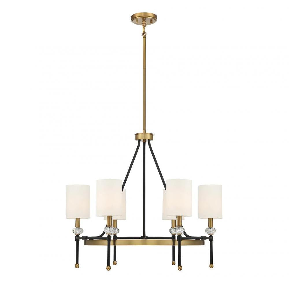 Tivoli 6-Light Chandelier in Matte Black with Warm Brass Accents