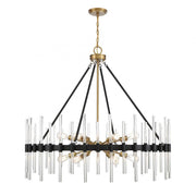 Santiago 12-Light Chandelier in Matte Black with Warm Brass Accents