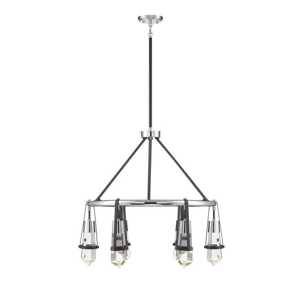 Denali 6-Light LED Chandelier in Matte Black with Polished Chrome Accents
