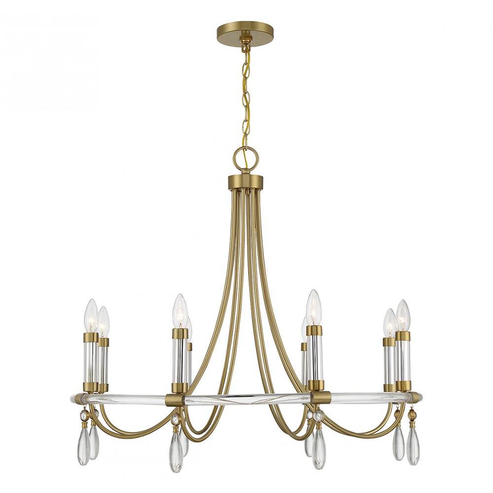 Mayfair 8-Light Chandelier in Warm Brass and Chrome