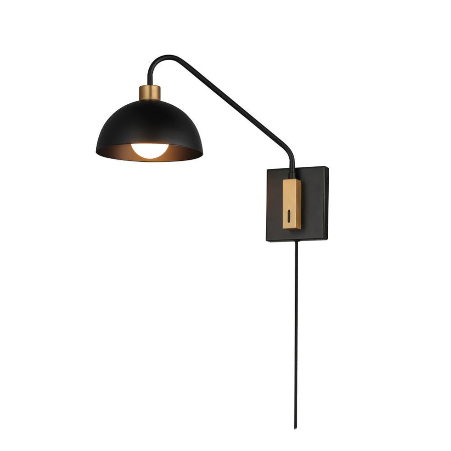 Maxim Lighting 10021BKNAB Thelonious 8.75 Wall Sconce - Black / Natural Aged Brass