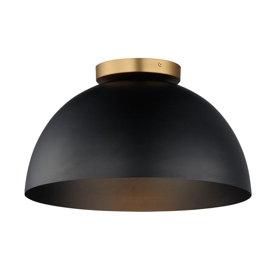 Maxim Lighting 10029BKNAB Thelonious 15.75 Inch Flush Mount Light – Black / Natural Aged Brass