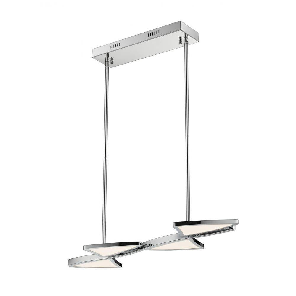 1 Light Linear Chandelier-White