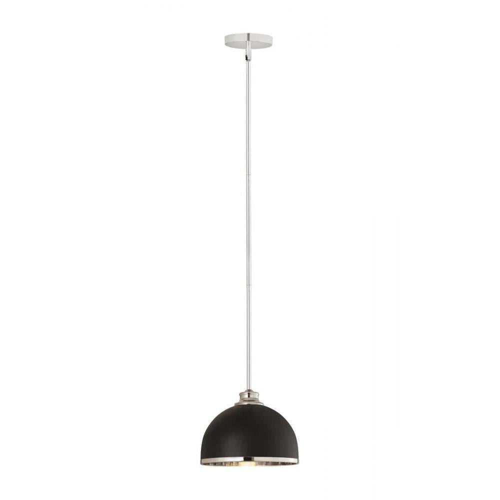 1 Light Pendant-Matte Black + Chrome
