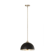 1 Light Pendant-Matte Black + Brushed Nickel