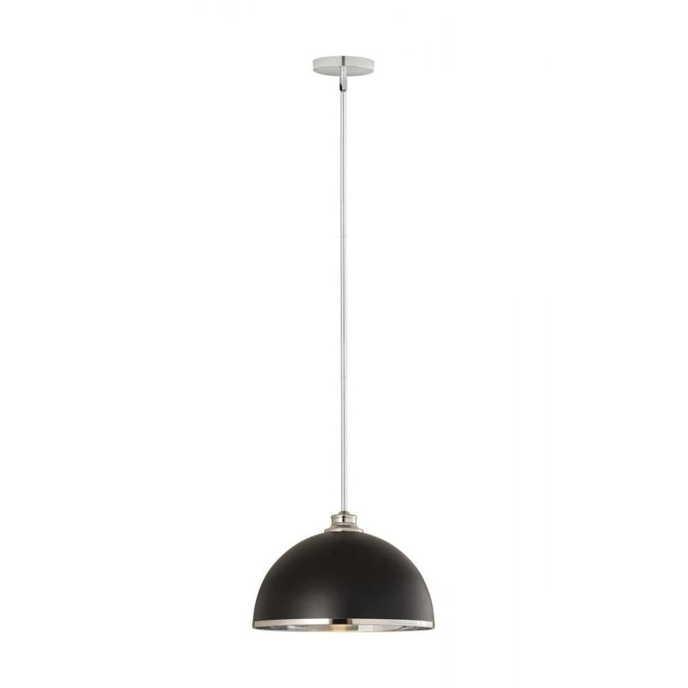 1 Light Pendant-Matte Black + Chrome