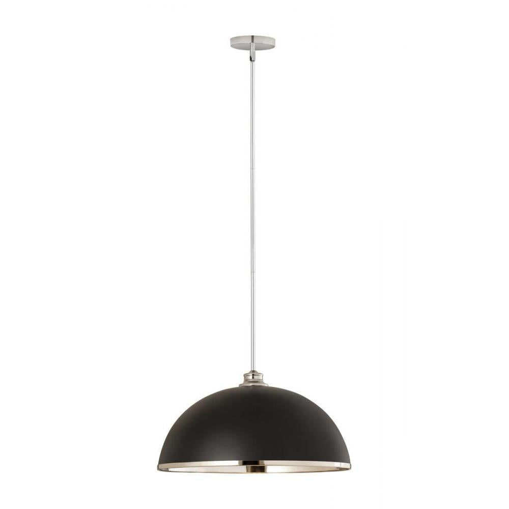1 Light Pendant-Matte Black + Chrome