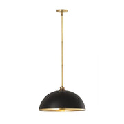1 Light Pendant-Matte Black + Rubbed Brass