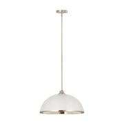 1 Light Pendant-Matte White + Brushed Nickel