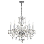 Crystorama Traditional Crystal 1005-CH-CL-SAQ – 22 Inch – 5 Light – Chandelier – Clear Crystal – Polished Chrome – Damp Rated