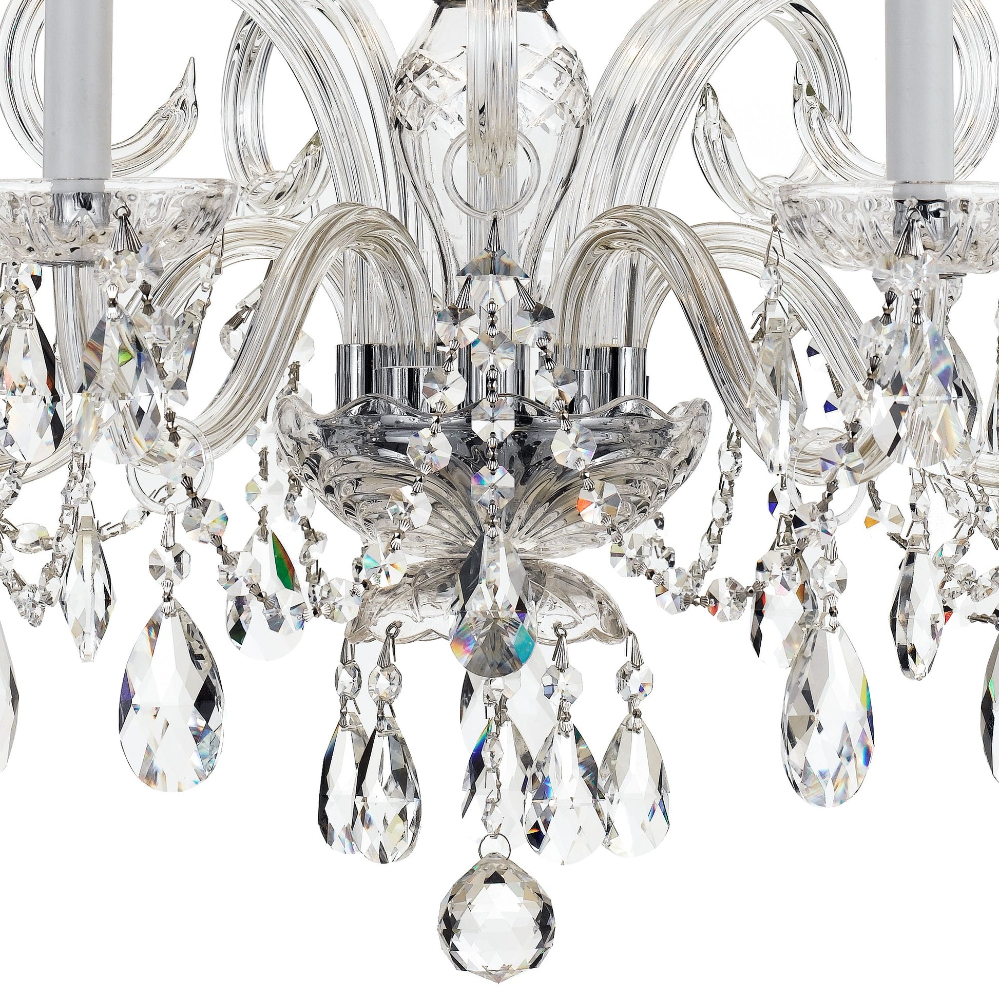 Crystorama Traditional Crystal 1005-CH-CL-SAQ – 22 Inch – 5 Light – Chandelier – Clear Crystal – Polished Chrome – Damp Rated