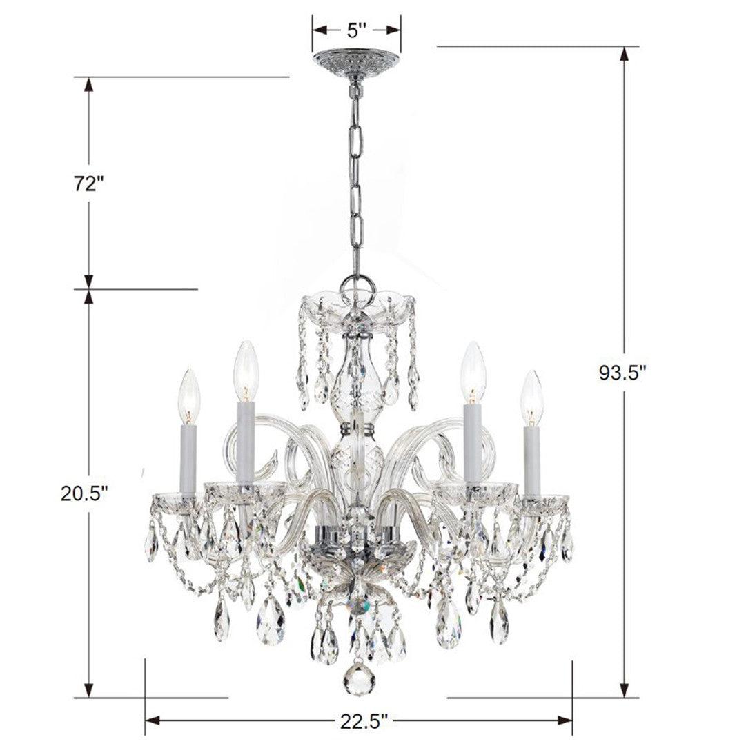 Crystorama Traditional Crystal 1005-CH-CL-SAQ – 22 Inch – 5 Light – Chandelier – Clear Crystal – Polished Chrome – Damp Rated
