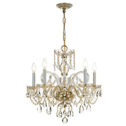 Crystorama Traditional Crystal 1005-PB-CL-MWP – 22 Inch – 5 Light – Chandelier – Clear Crystal – Polished Brass – Damp Rated