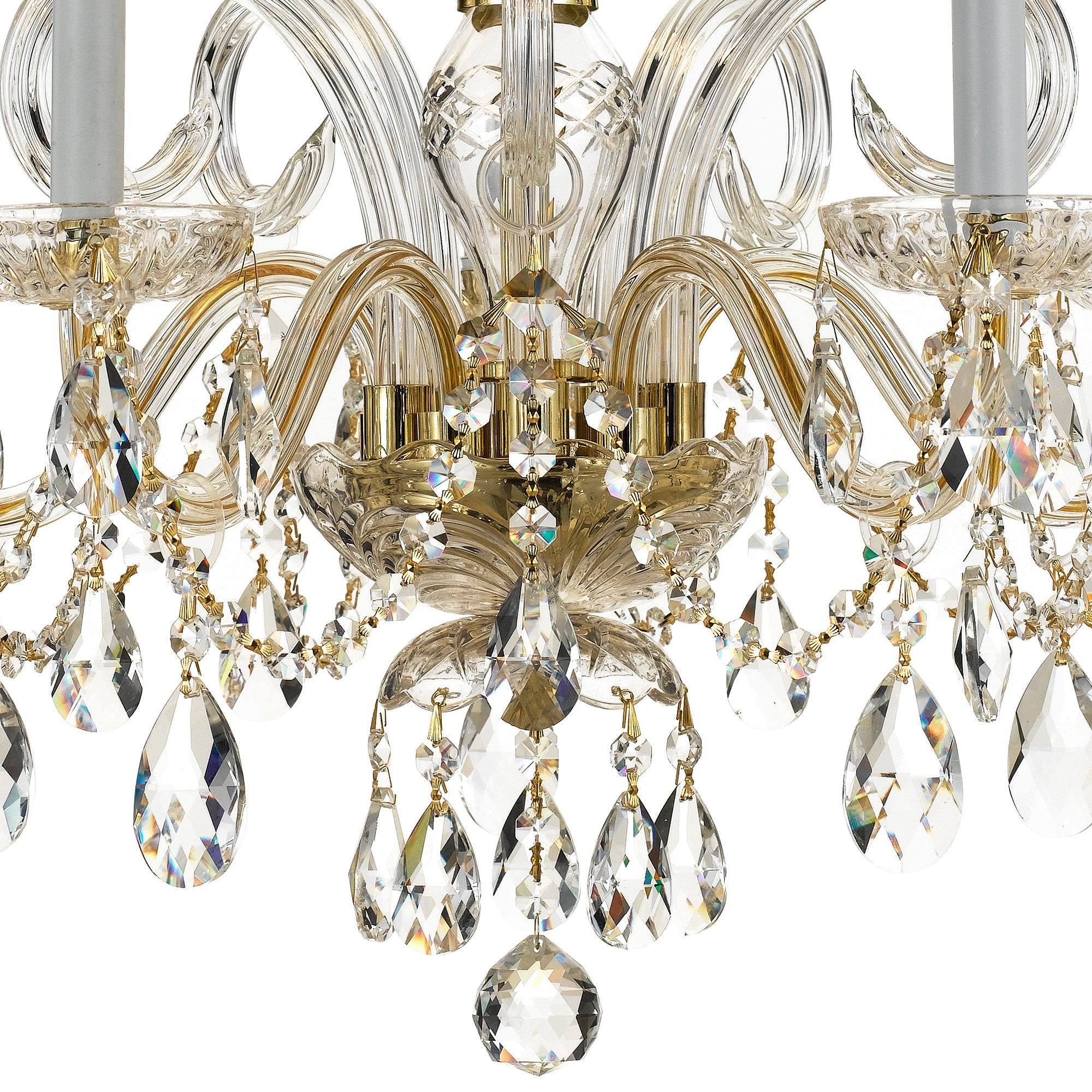 Crystorama Traditional Crystal 1005-PB-CL-MWP – 22 Inch – 5 Light – Chandelier – Clear Crystal – Polished Brass – Damp Rated