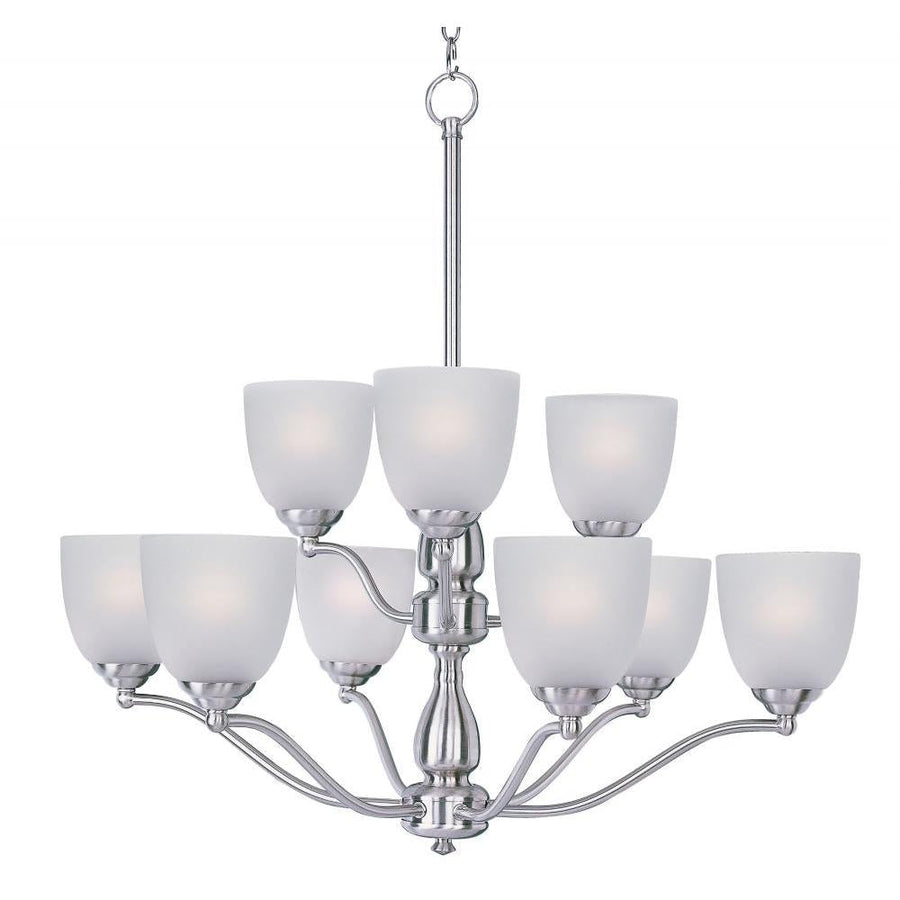 Stefan 30 Inch 9 Light Multi-Tier Chandelier – Satin Nickel